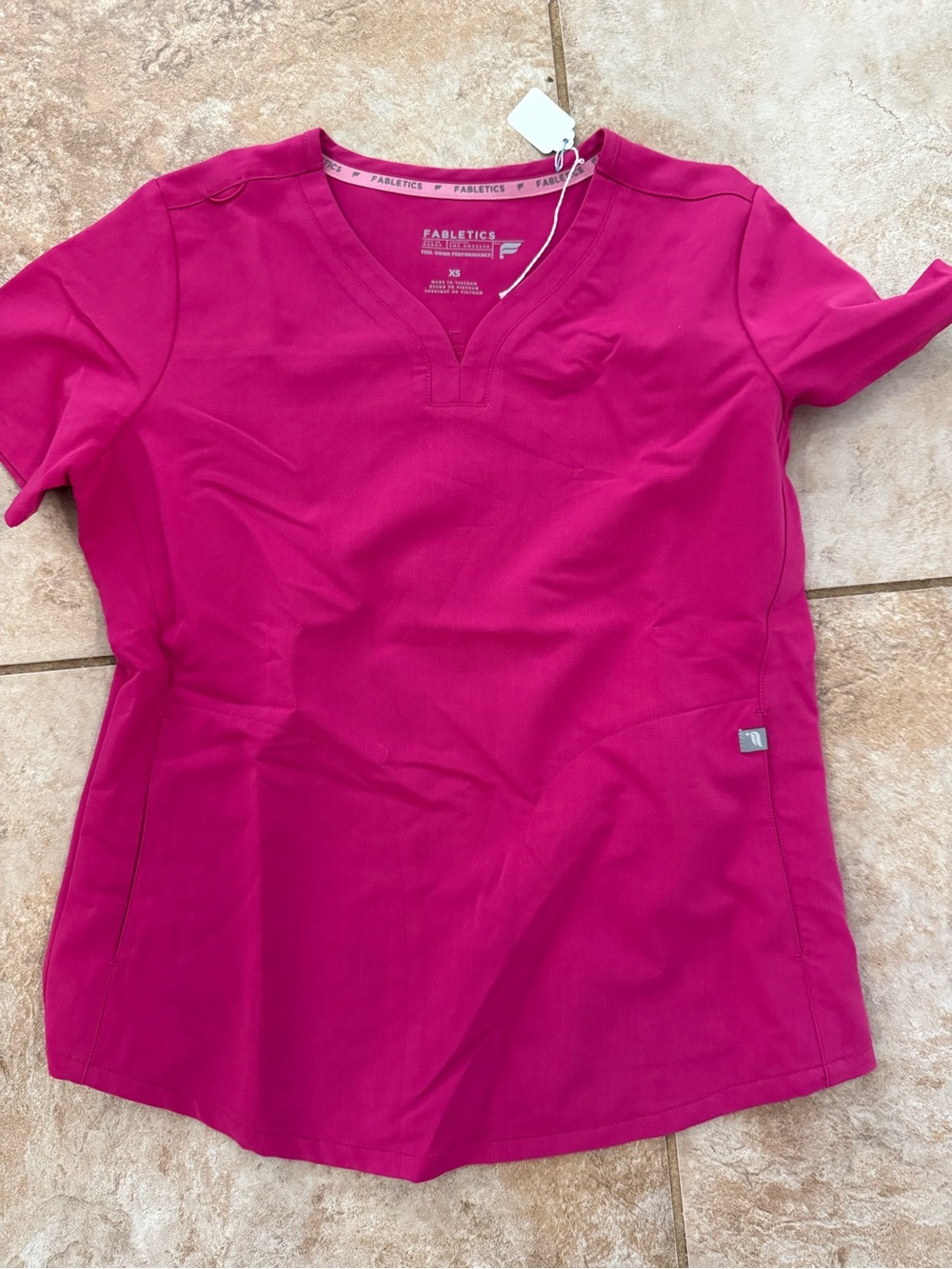 Fabletics Women's Bright Magenta V-Neck Short Sleeve Top